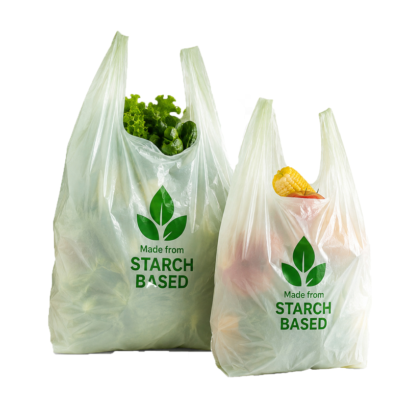 Custom printed starch-based carry bags